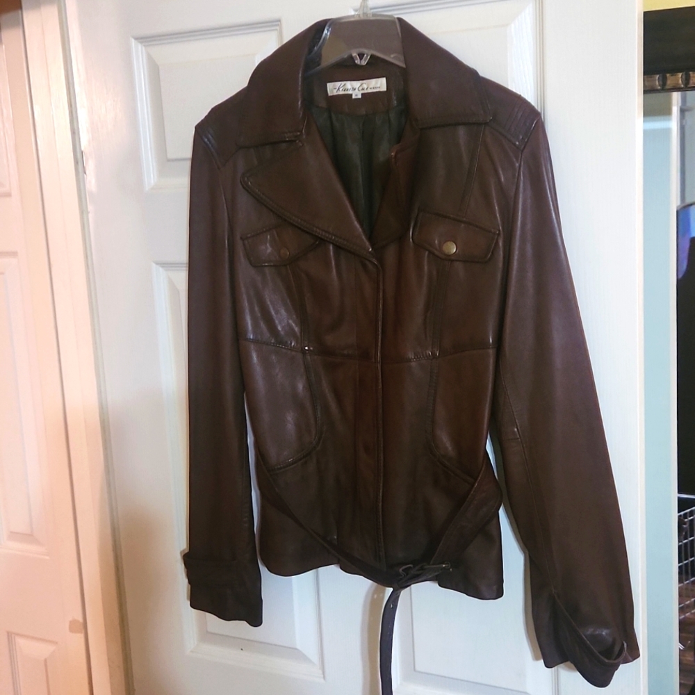Women leather coat jacket